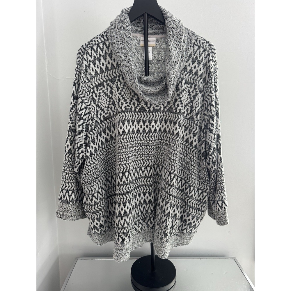 Alfred Dunner‎ Women's 3X Open Front Cardigan Black White Cozy Textured Soft